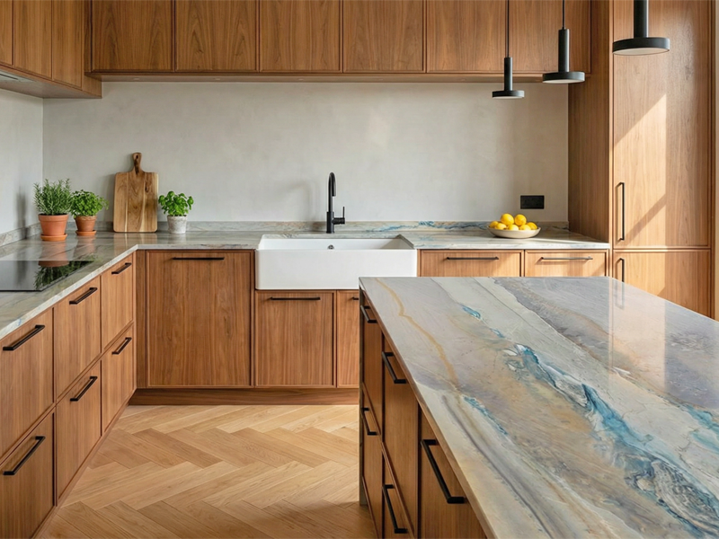 Azul Imperial Küchen-Arbeitsplatten auf Maß.